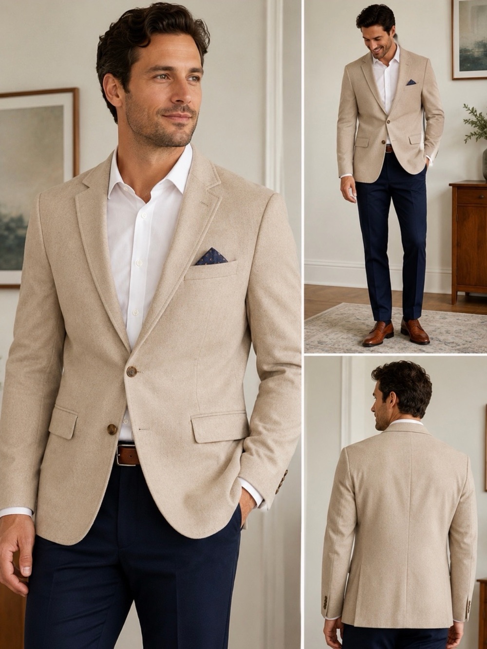 Stafford Regular Fit Taupe Blazer Jacket Medium Wool Blend Classic  NWT